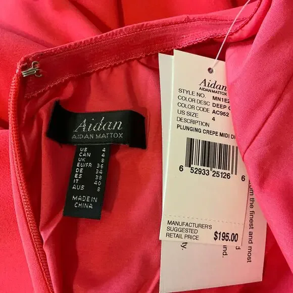 Aidan Mattox Backless High Low Halter Cocktail Dress Coral Pink Size 4 Midi - Picture 10 of 12